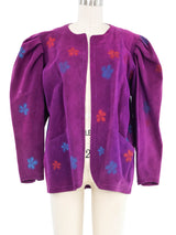 Jean Muir Floral Printed Purple Suede Jacket Jacket arcadeshops.com