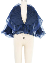 Issey Miyake Blue Chiffon Overlay Top Top arcadeshops.com
