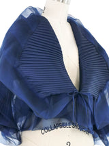Issey Miyake Blue Chiffon Overlay Top Top arcadeshops.com