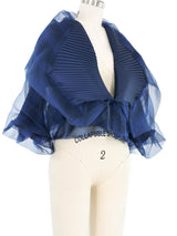 Issey Miyake Blue Chiffon Overlay Top Top arcadeshops.com