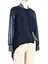 Yohji Yamamoto Asymmetrical Navy Zip Jacket Jacket arcadeshops.com