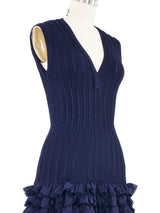 Alaia Navy Rib Knit Sleeveless Dress Dress arcadeshops.com