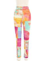Issey Miyake Pleats Please Pastel Abstract Print Pants Bottom arcadeshops.com
