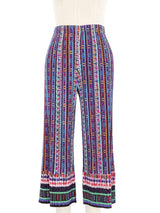 Issey Miyake Pleats Please Border Print Cropped Pants Bottom arcadeshops.com
