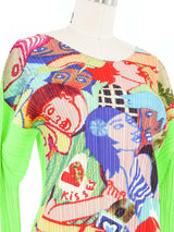 2001 Issey Miyake Pleats Please Face Print Top Top arcadeshops.com