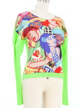 2001 Issey Miyake Pleats Please Face Print Top Top arcadeshops.com