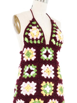 Crochet Granny Square Halter Dress Dress arcadeshops.com