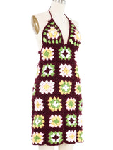 Crochet Granny Square Halter Dress Dress arcadeshops.com