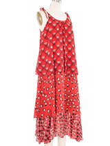 Ossie Clark Mixed Print Red Crepe Sundress Dress arcadeshops.com