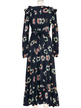 Ossie Clark Celia Birtwell Floral Printed Black Dress Dress arcadeshops.com