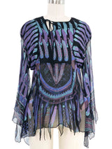 Zandra Rhodes Feather Print Chiffon Top Top arcadeshops.com