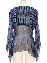 Zandra Rhodes Feather Print Chiffon Top Top arcadeshops.com