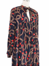 Ossie Clark Abstract Printed Navy Babydoll Dress Dress arcadeshops.com