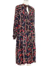 Ossie Clark Abstract Printed Navy Babydoll Dress Dress arcadeshops.com