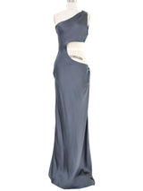 2005 Yeohlee Ink Satin One Shoulder Gown Dress arcadeshops.com