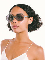 1970s Etched Silver Octagonal Sunglasses Accessory arcadeshops.com