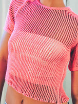 1970s Berry Czech Military Mesh Cropped Tee T-shirt arcadeshops.com