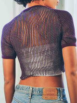 1970s Plum Czech Military Mesh Cropped Tee T-shirt arcadeshops.com