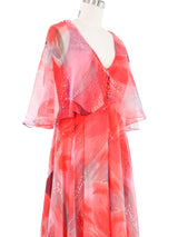 1960s Printed Chiffon Flutter Dress Dress arcadeshops.com