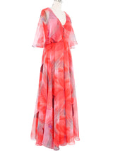 1960s Printed Chiffon Flutter Dress Dress arcadeshops.com