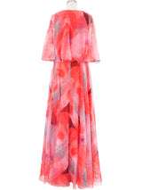 1960s Printed Chiffon Flutter Dress Dress arcadeshops.com