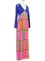 1970s Oleg Cassini Psychedelic Print Jersey Dress Dress arcadeshops.com