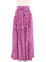 2021 Dries Van Noten Wave Printed Midi Skirt Bottom arcadeshops.com