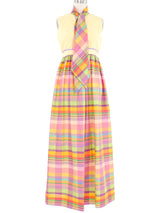 Madras Plaid Tie Neck Sleeveless Dress Dress arcadeshops.com