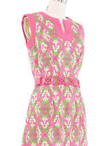 Printed Quilted Trim Mini Dress with Belt Dress arcadeshops.com