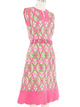 Printed Quilted Trim Mini Dress with Belt Dress arcadeshops.com