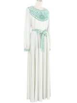 1970s Shaheen Metallic Silver Pleated Maxi Dress Dress arcadeshops.com