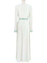 1970s Shaheen Metallic Silver Pleated Maxi Dress Dress arcadeshops.com