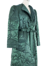 1940s Green Quilted Satin Robe Outerwear arcadeshops.com