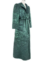 1940s Green Quilted Satin Robe Outerwear arcadeshops.com
