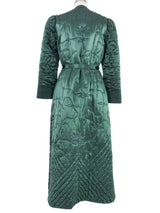 1940s Green Quilted Satin Robe Outerwear arcadeshops.com