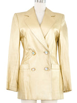 Escada Gold Leather Blazer Jacket arcadeshops.com