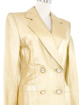 Escada Gold Leather Blazer Jacket arcadeshops.com