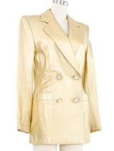 Escada Gold Leather Blazer Jacket arcadeshops.com