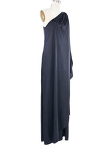 Halston One Shoulder Caftan Gown Dress arcadeshops.com