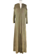 Halston Metallic Gold Caftan Dress arcadeshops.com