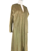 Halston Metallic Gold Caftan Dress arcadeshops.com
