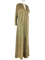 Halston Metallic Gold Caftan Dress arcadeshops.com