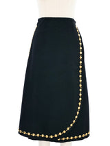 Adolfo Black Studded Wool Wrap Skirt Bottom arcadeshops.com