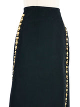 Adolfo Black Studded Wool Wrap Skirt Bottom arcadeshops.com