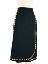 Adolfo Black Studded Wool Wrap Skirt Bottom arcadeshops.com