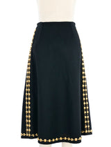 Adolfo Black Studded Wool Wrap Skirt Bottom arcadeshops.com