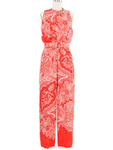 Donald Brooks Red Paisley Jumpsuit and Jacket Ensemble Suit arcadeshops.com