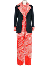 Donald Brooks Red Paisley Jumpsuit and Jacket Ensemble Suit arcadeshops.com