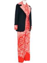 Donald Brooks Red Paisley Jumpsuit and Jacket Ensemble Suit arcadeshops.com