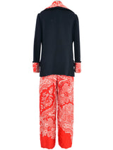 Donald Brooks Red Paisley Jumpsuit and Jacket Ensemble Suit arcadeshops.com
